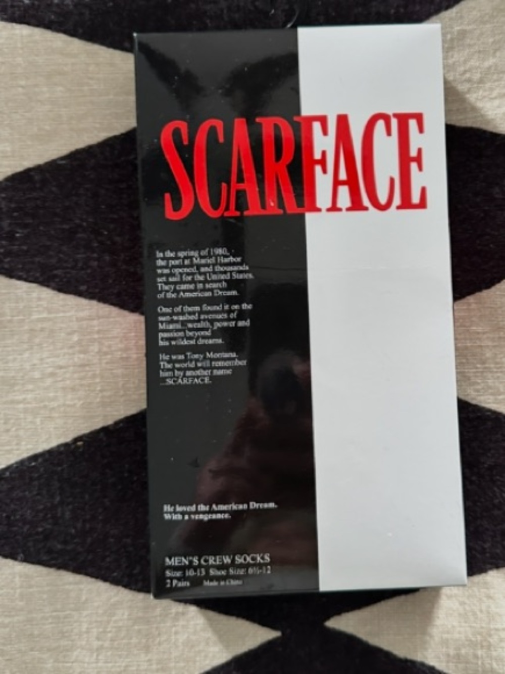 Universal Scarface Crew Socks in Black, White & Red